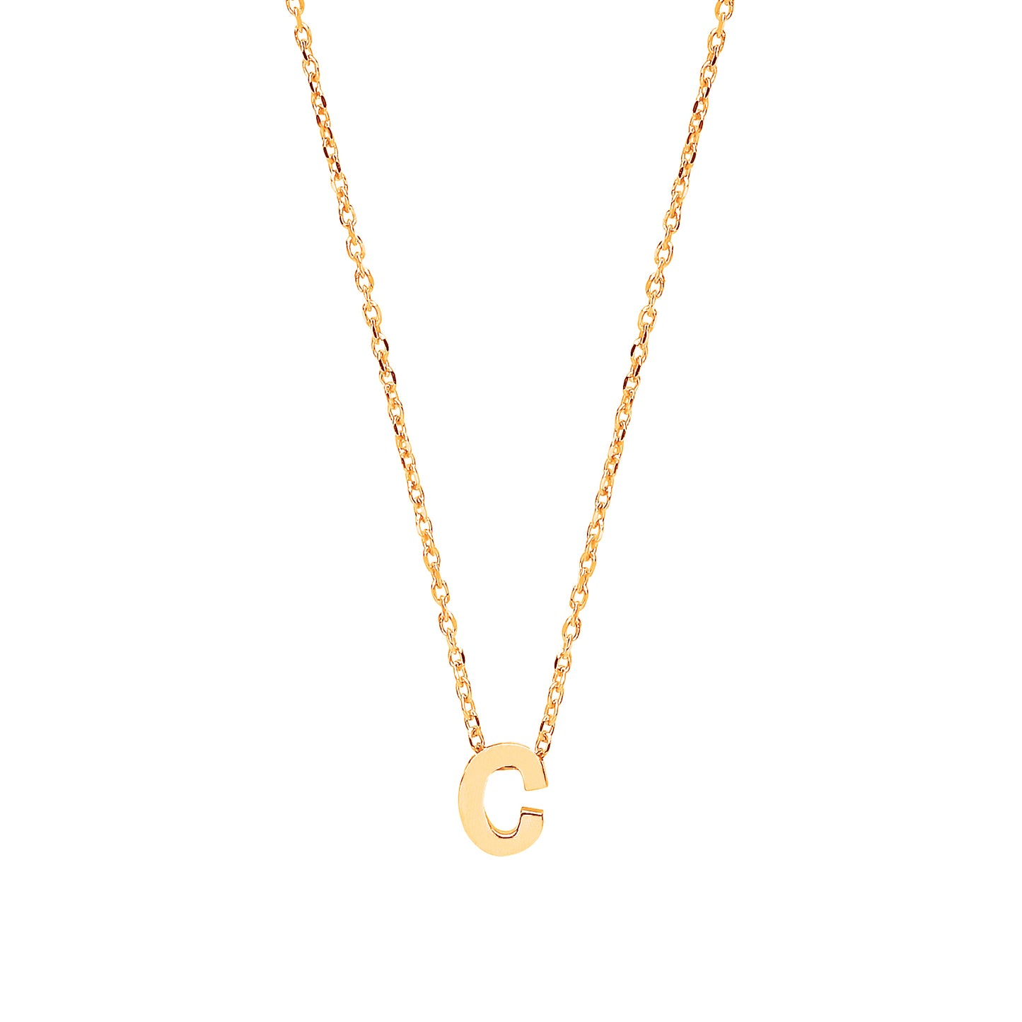 9ct Gold Plain Initial Pendant With Fine 17" Trace Chain