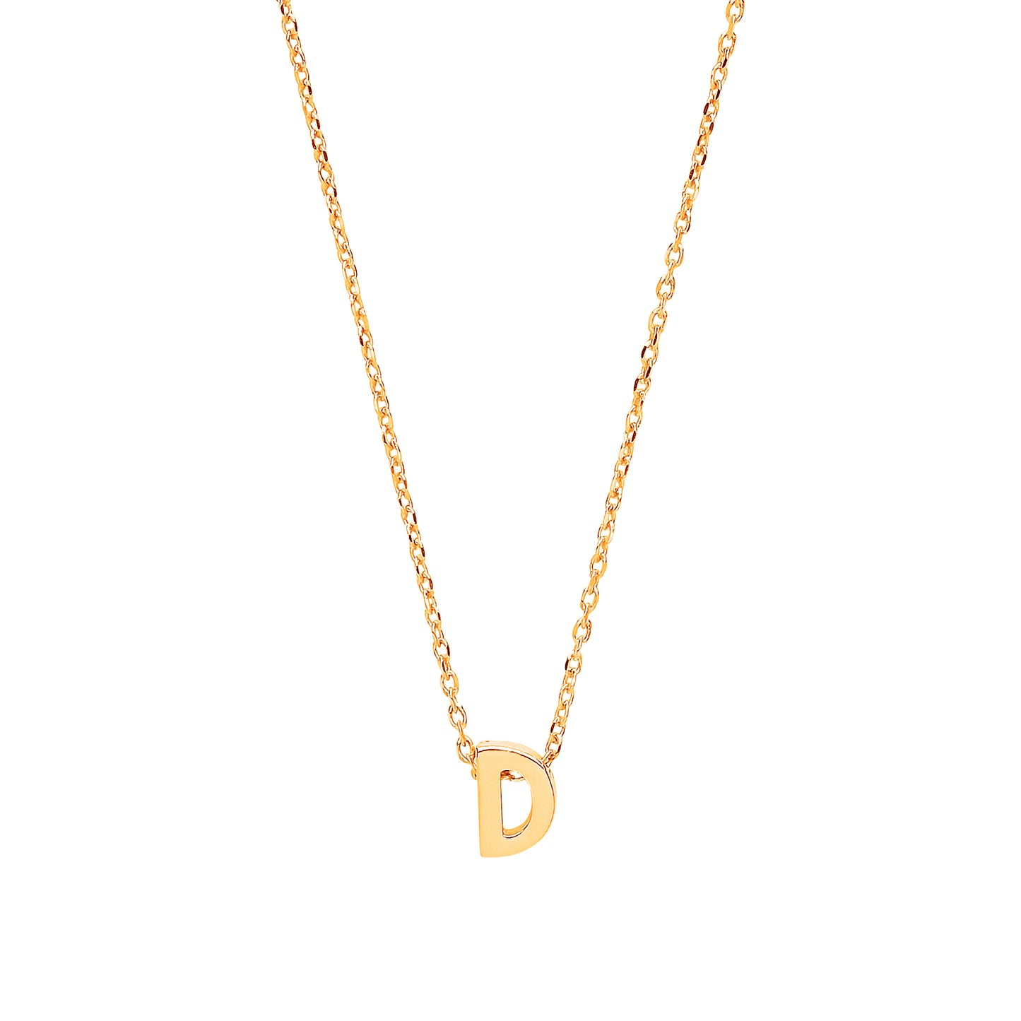 9ct Gold Plain Initial Pendant With Fine 17" Trace Chain