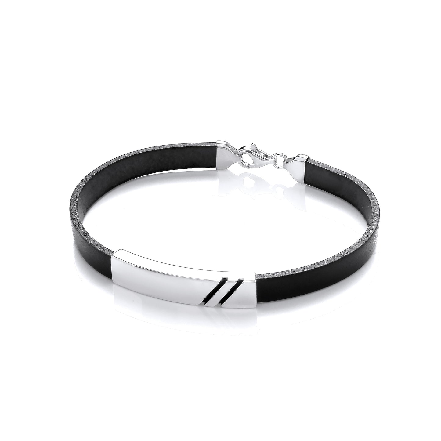 Gents Leather Bracelet With Silver Design Plate