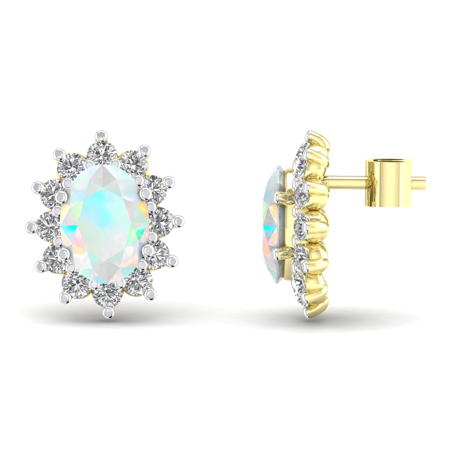 9CT Yellow Gold Cubic Zirconia CZ Claw set Studs With Stone Centre