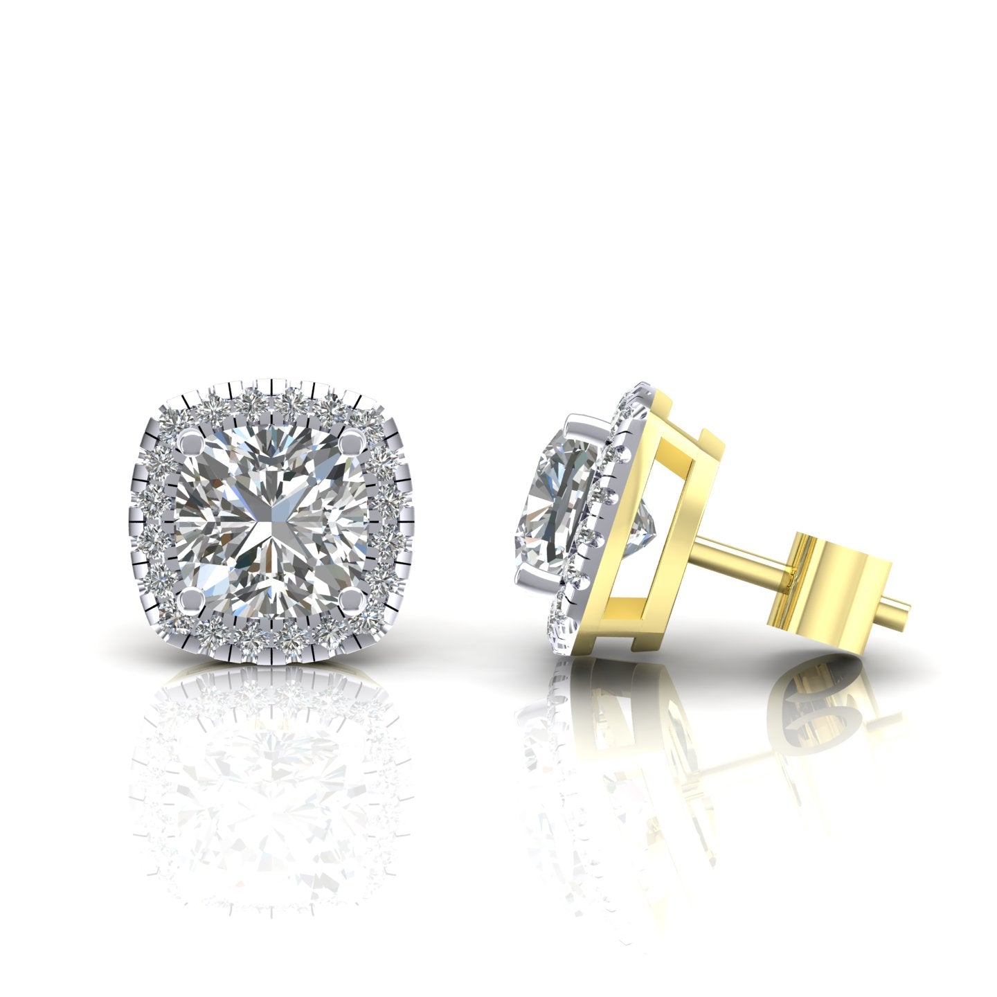 Stud 9CT Y/G CZ Claw Set Studs With Stone Centre