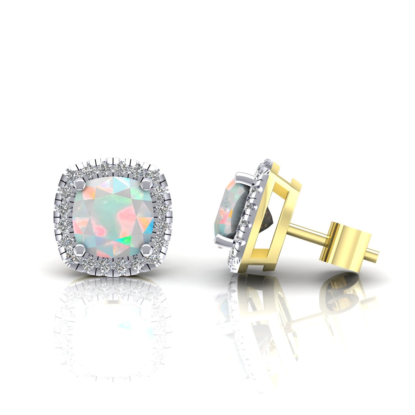 Stud 9CT Y/G CZ Claw Set Studs With Stone Centre