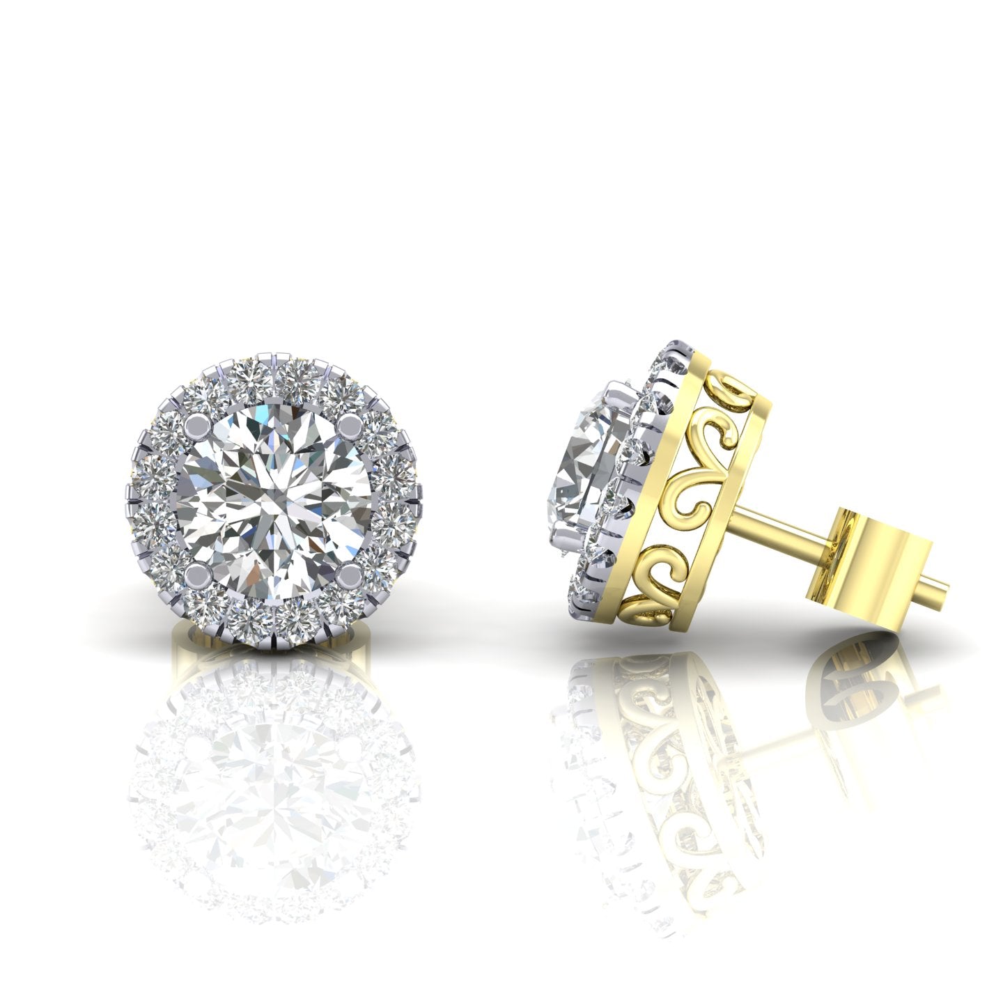 9CT Y/G CZ Clawset Studs With Stone Centre