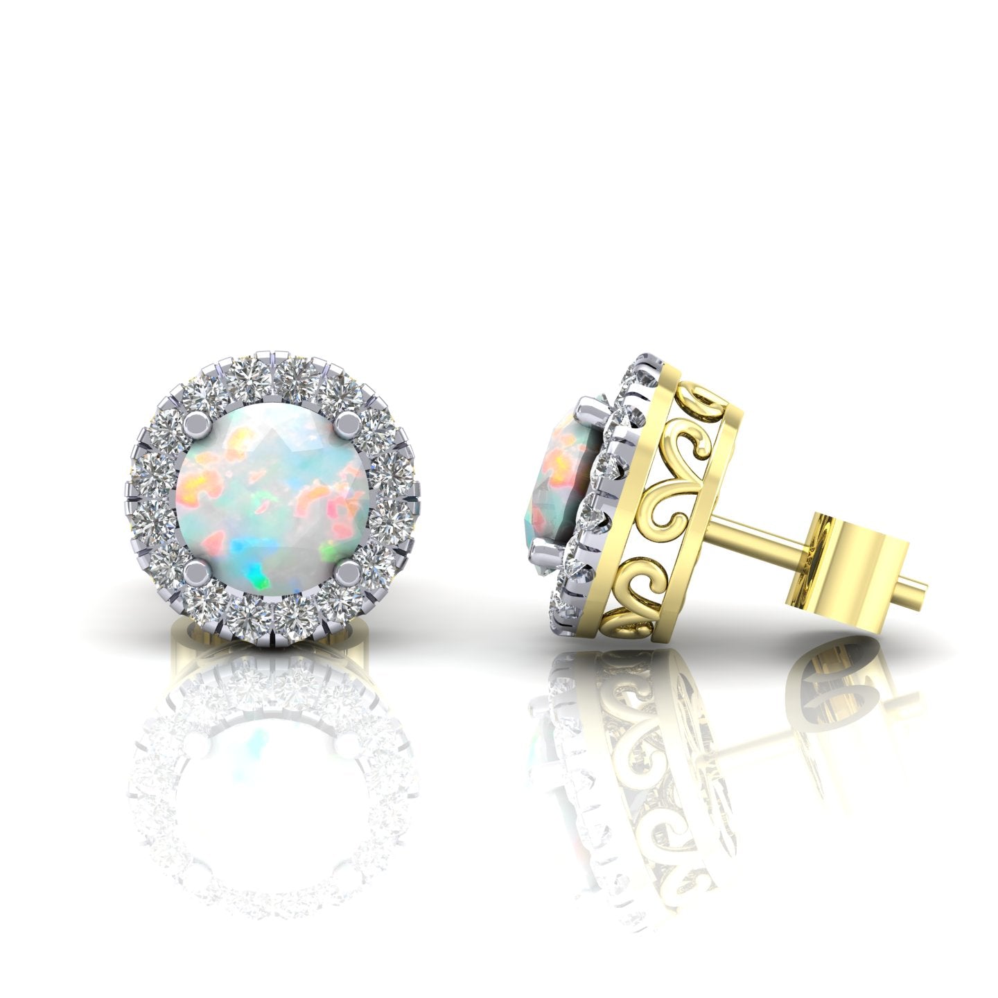 9CT Y/G CZ Clawset Studs With Stone Centre