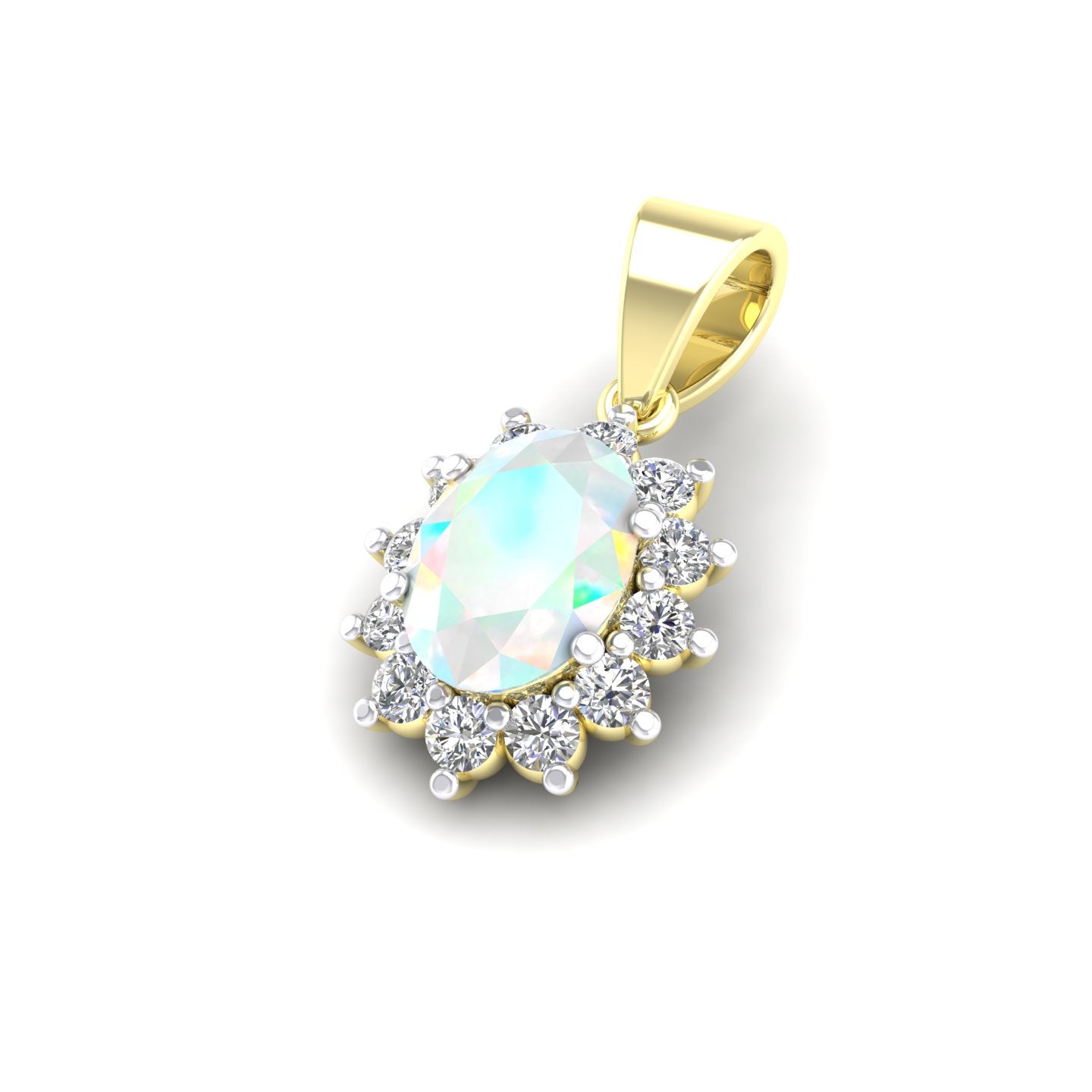 Fancy 9ct Yellow Gold Cubic Zirconia CZ Cluster Pendant With A Oval Stone Centre