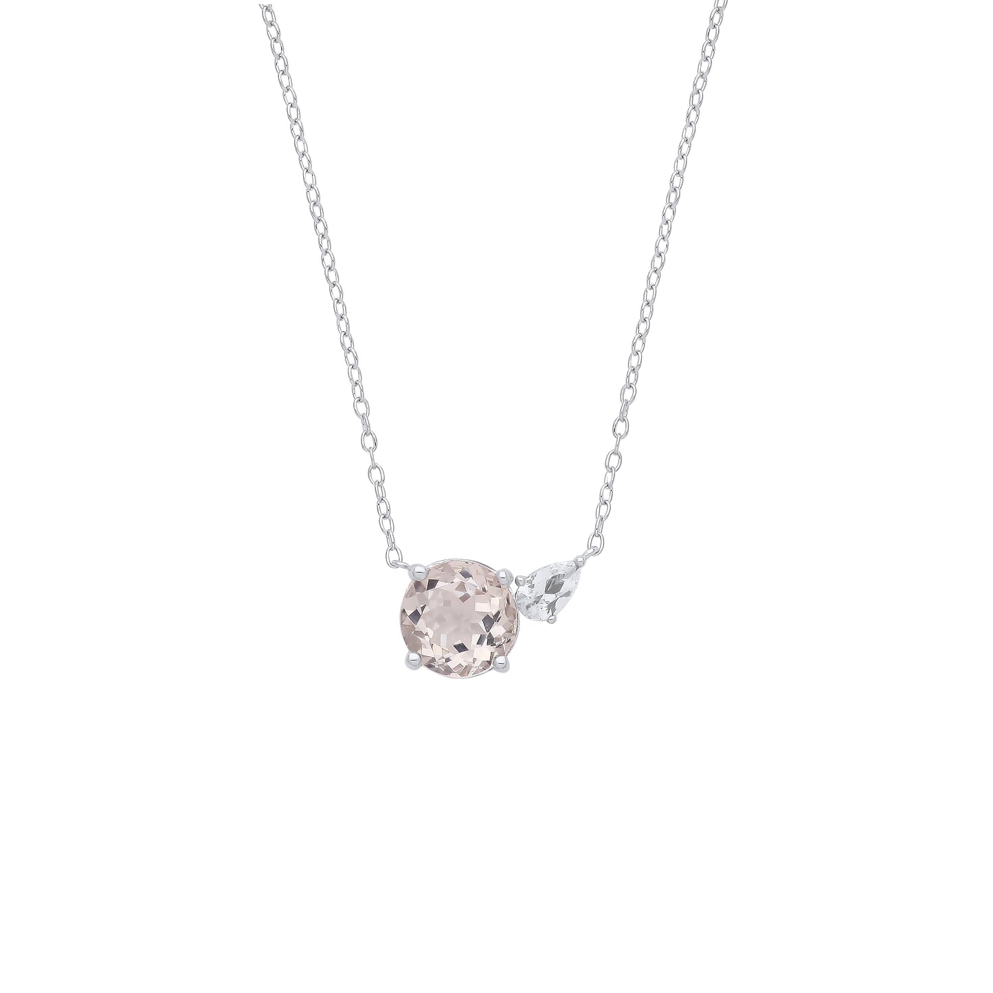 Stud Silver CZ Earring & Pendant Necklace Set