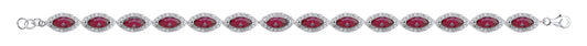 Tennis 925 Sterling Silver CZ and Ruby Fancy Bracelet