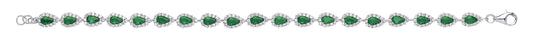 Tennis 925 Sterling Silver CZ & Emerald Pear Shaped Link