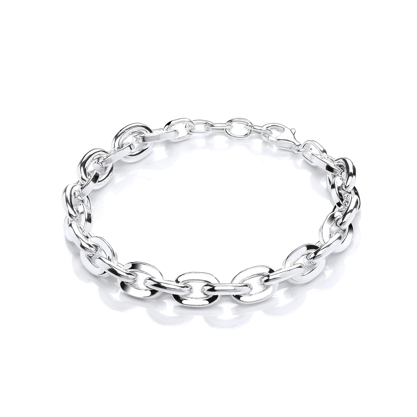 Links & Chains 925 Sterling Silver Fancy Oval Link Ladies Bracelet