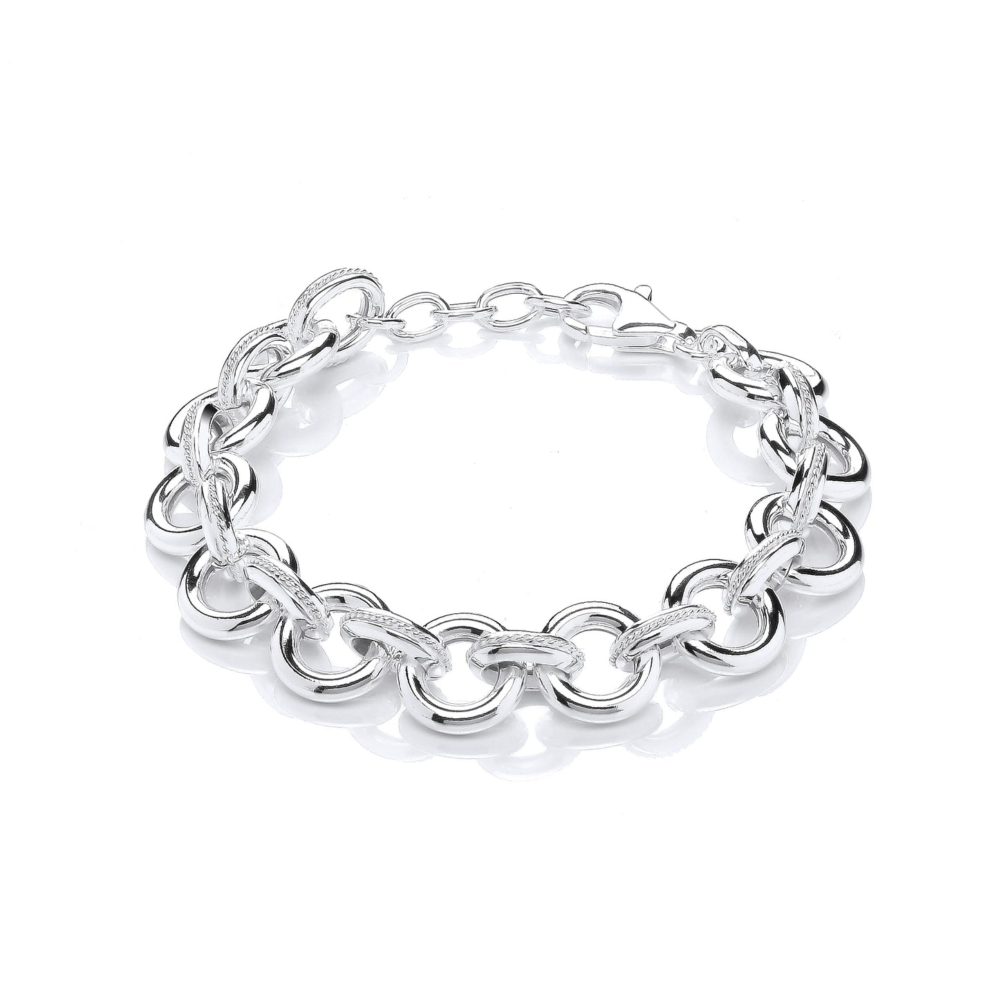 Links & Chains 925 Sterling Silver Ladies Fancy Belcher Bracelet