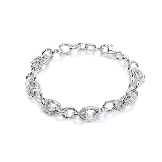 Links & Chains 925 Sterling Silver Ladies Fancy Belcher Bracelet