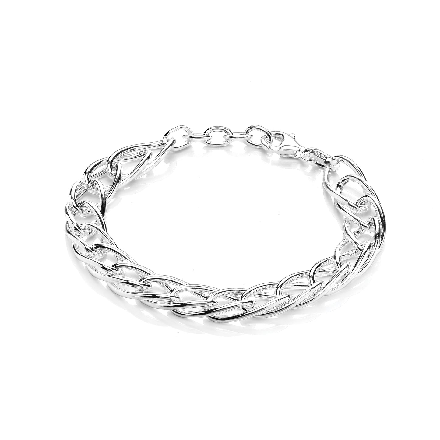 Links & Chains 925 Sterling Silver Ladies Fancy Cable Link Bracelet