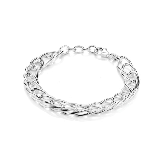 Links & Chains 925 Sterling Silver Ladies Fancy Cable Link Bracelet