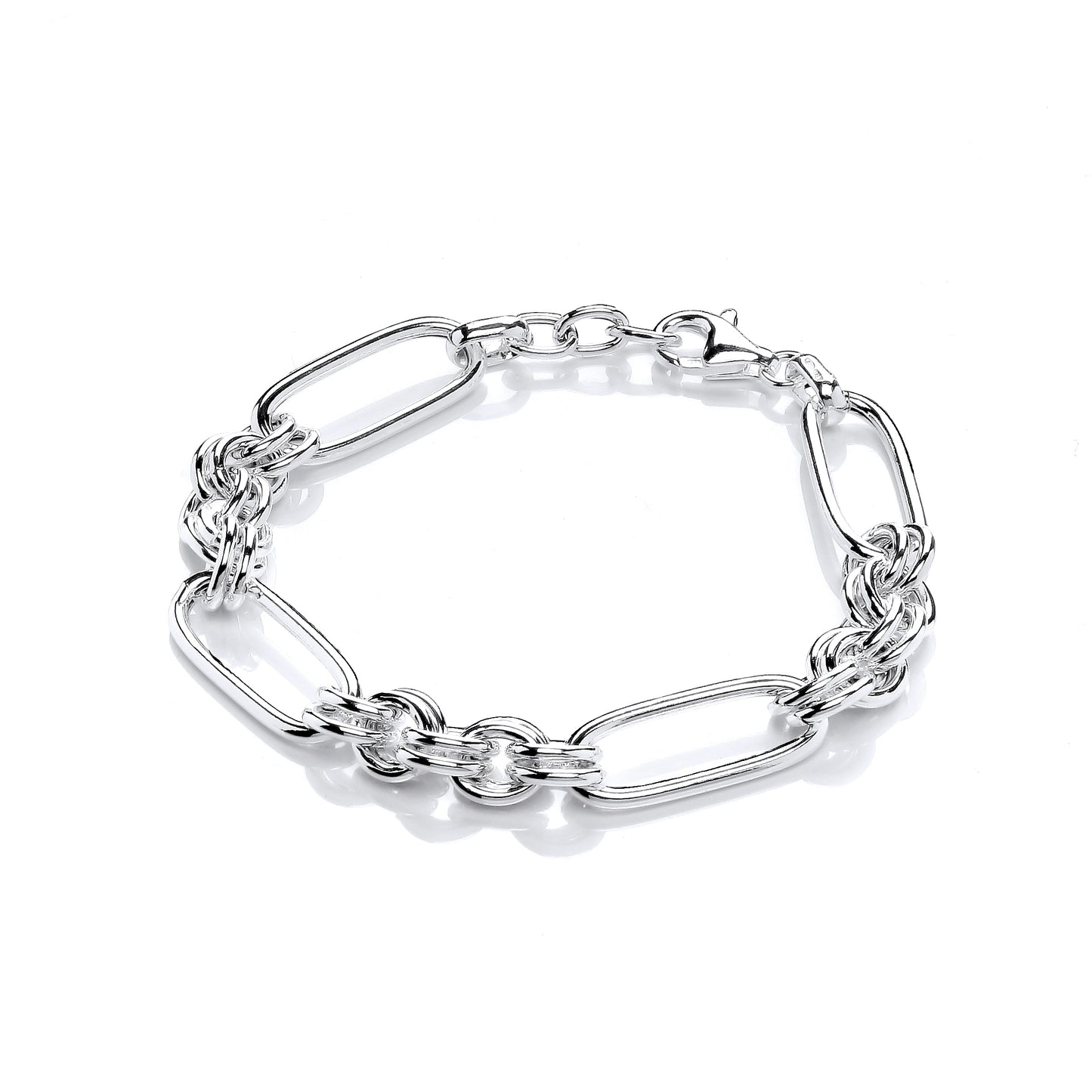 Links & Chains 925 Sterling Silver Ladies Fancy Link Bracelet