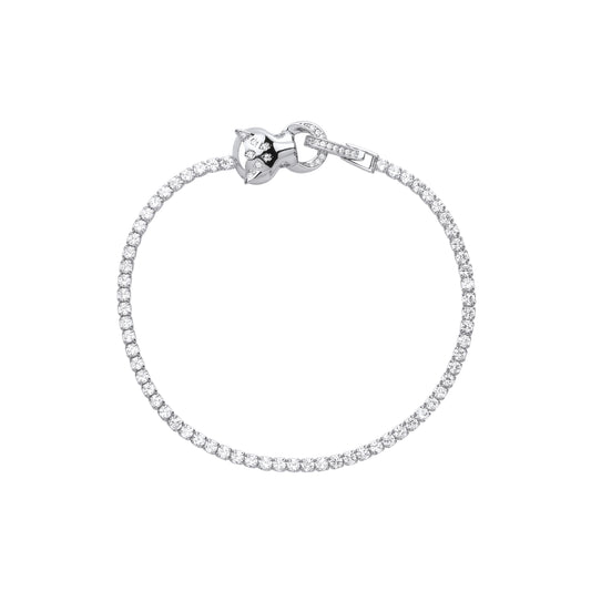 Tennis Silver CZ Tennis Bracelet With Panther Clasp