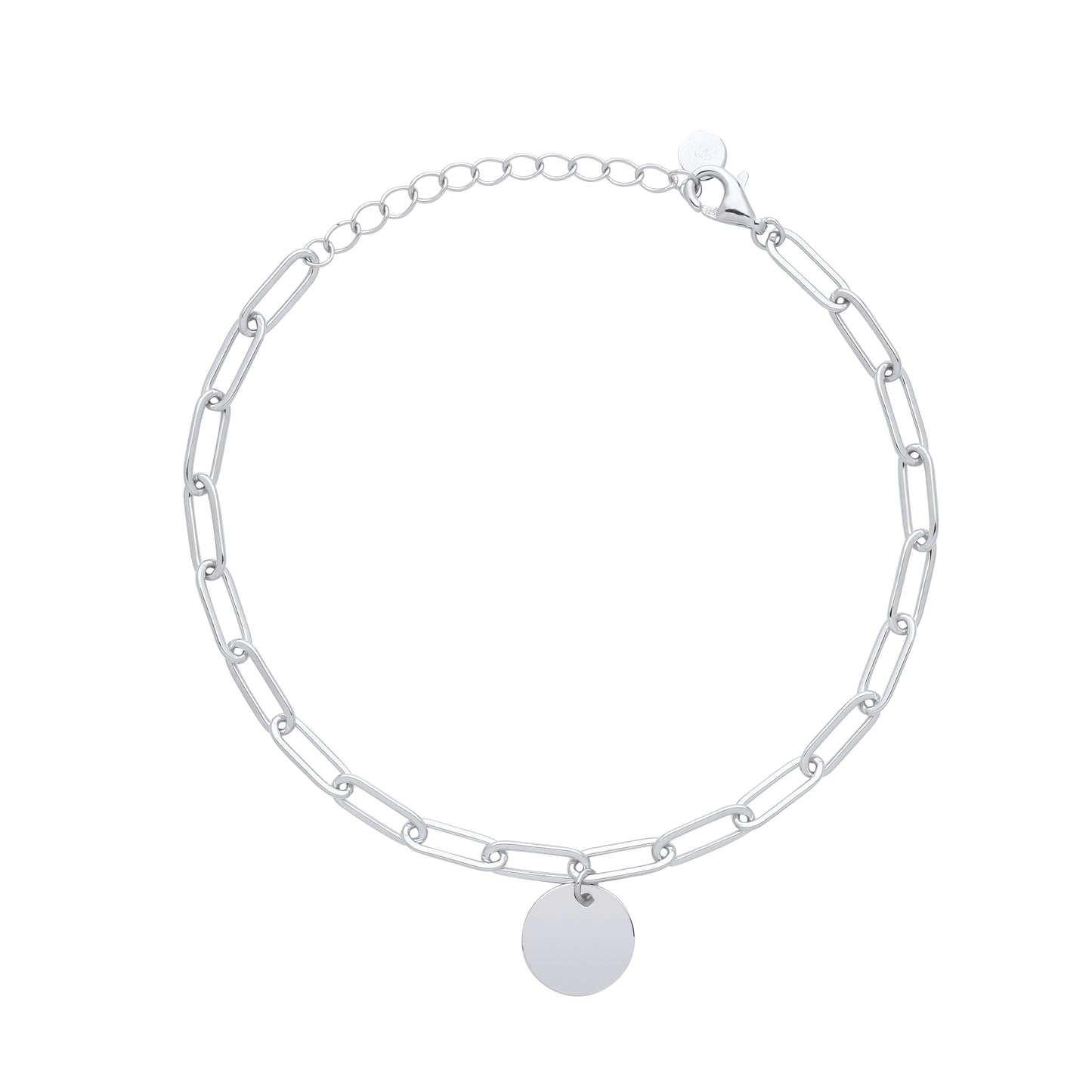 Links & Chains Silver Paper Link Bracelet With Disc Charm