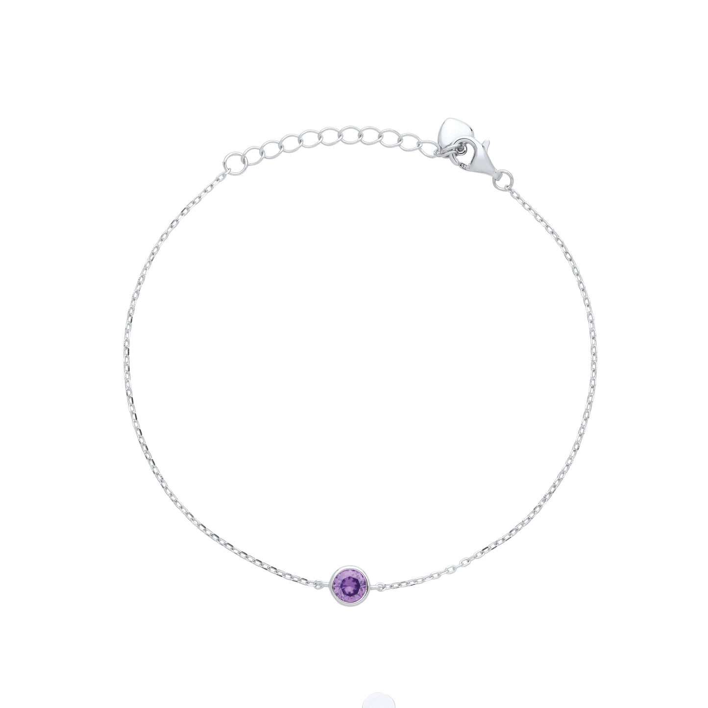 Adjustable Silver Ladies Amethyst Stone Bracelet