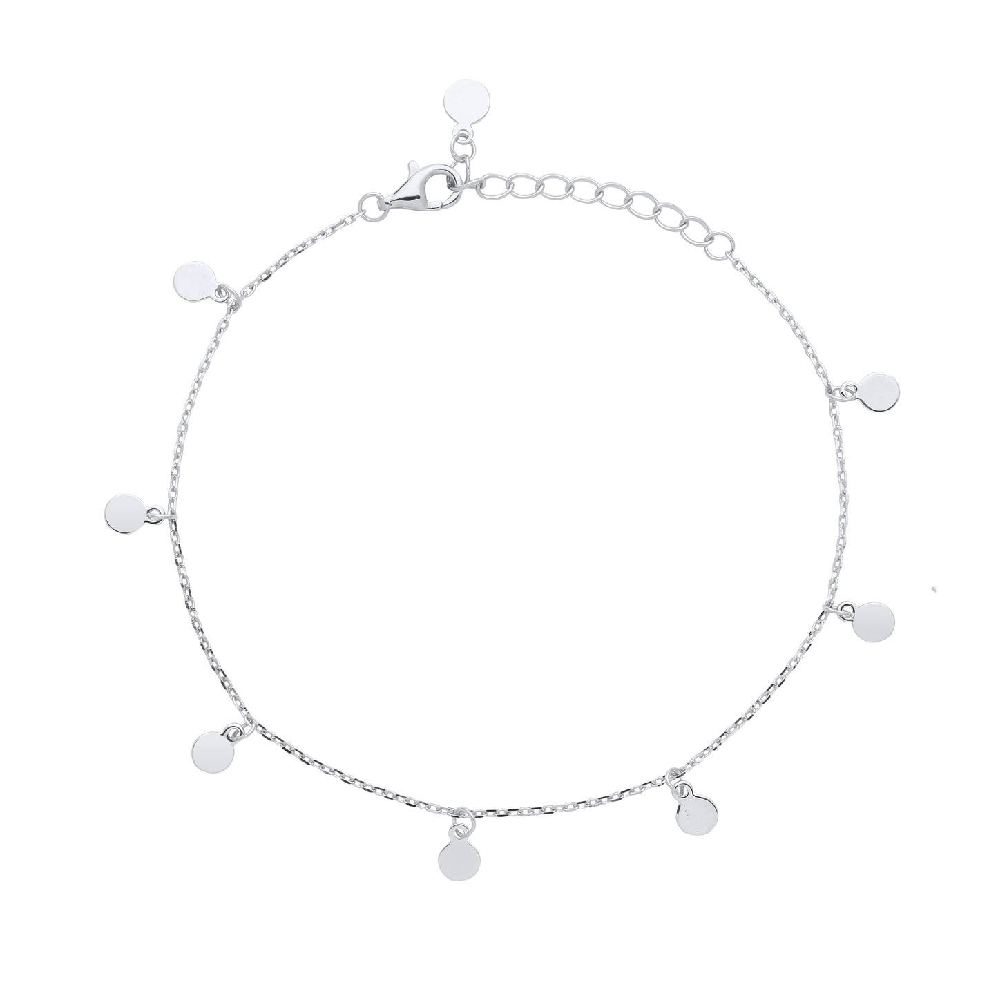 Adjustable Silver Ladies Disc Charm Bracelet