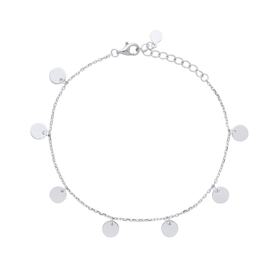 Adjustable Silver Ladies Disc Charm Bracelet