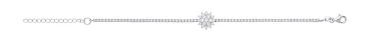 Charm Silver CZ Tennis Bracelet With Cluster Centre Detail