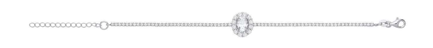 Charm Silver CZ Tennis Bracelet With Centre Detail