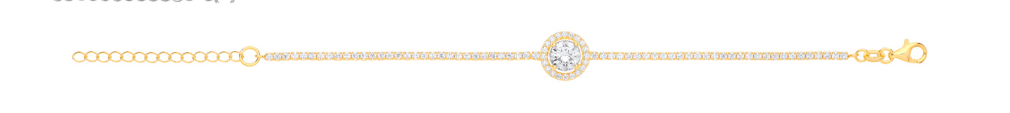 Charm Gold Plated CZ Tennis Bracelet With Centre Detail