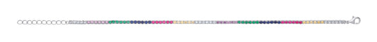 Tennis Silver Rubover Multicolour CZ Ladies Tennis Bracelet