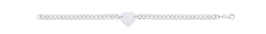 Charm Silver Cuban Curb Link Bracelet With Heart Tag