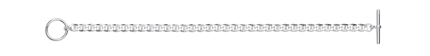 Links & Chains Silver Flat Mariner Link T-Bar 7.5" Bracelet