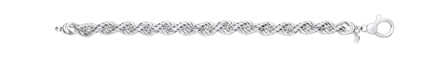 Links & Chains Silver 7.5" Hollow Rope Bracelet