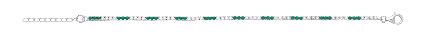 Tennis Silver CZ & Emerald Claw Set Tennis Bracelet