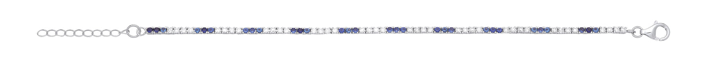 Tennis Silver CZ & Sapphire Claw Set Tennis Bracelet