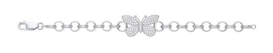 Tennis Silver Childrens CZ Butterfly Belcher Bracelet - 6"