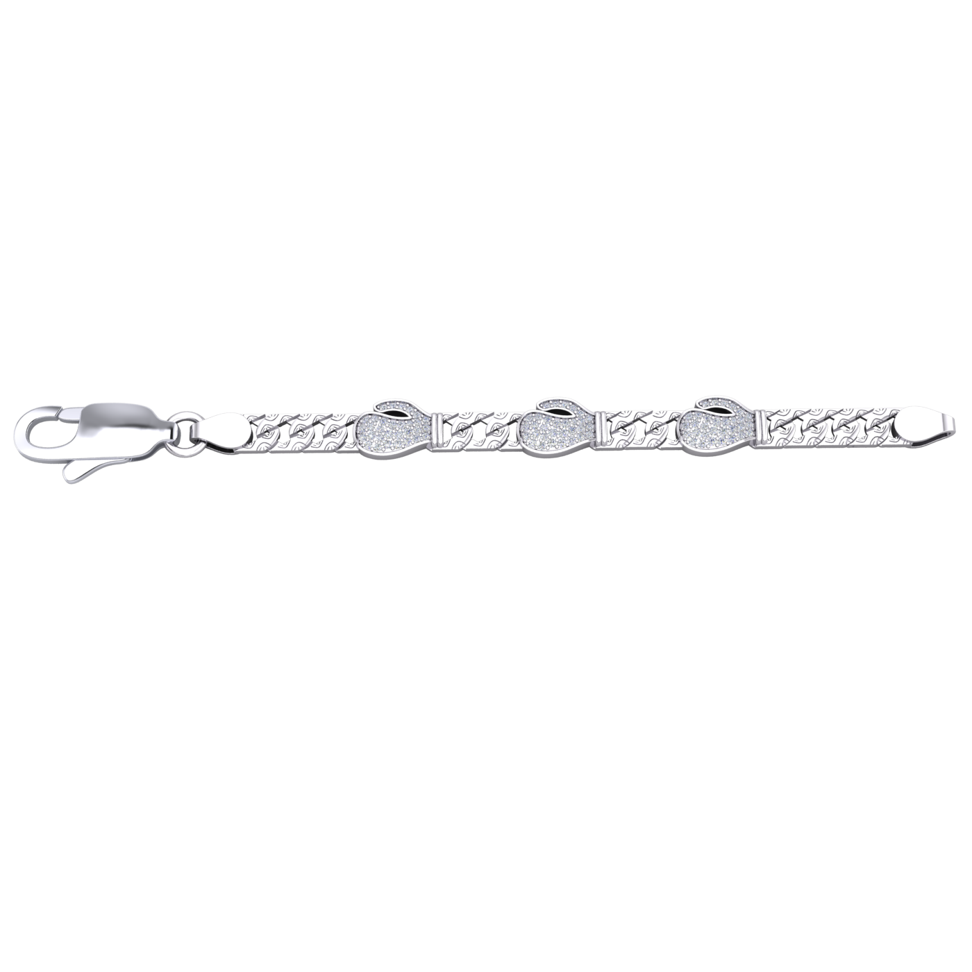 Children's Silver PT Plate CZ Boxing Glove 5.5" Curb Bracelet