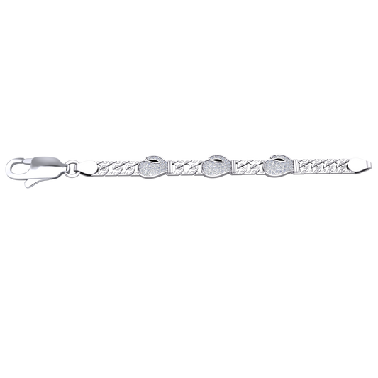 Children's Silver PT Plate CZ Boxing Glove 5.5" Curb Bracelet