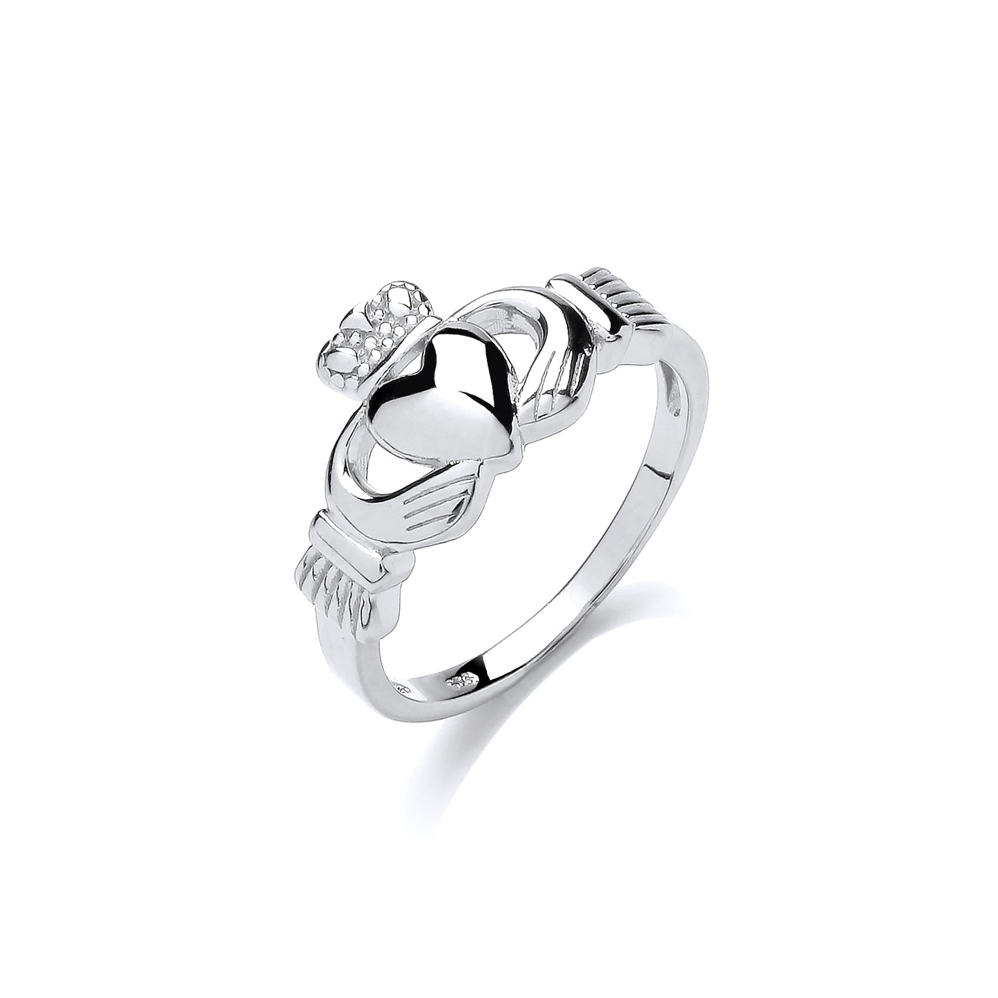 Fashion 925 Sterling Silver Rhodium Plated Claddagh Ring