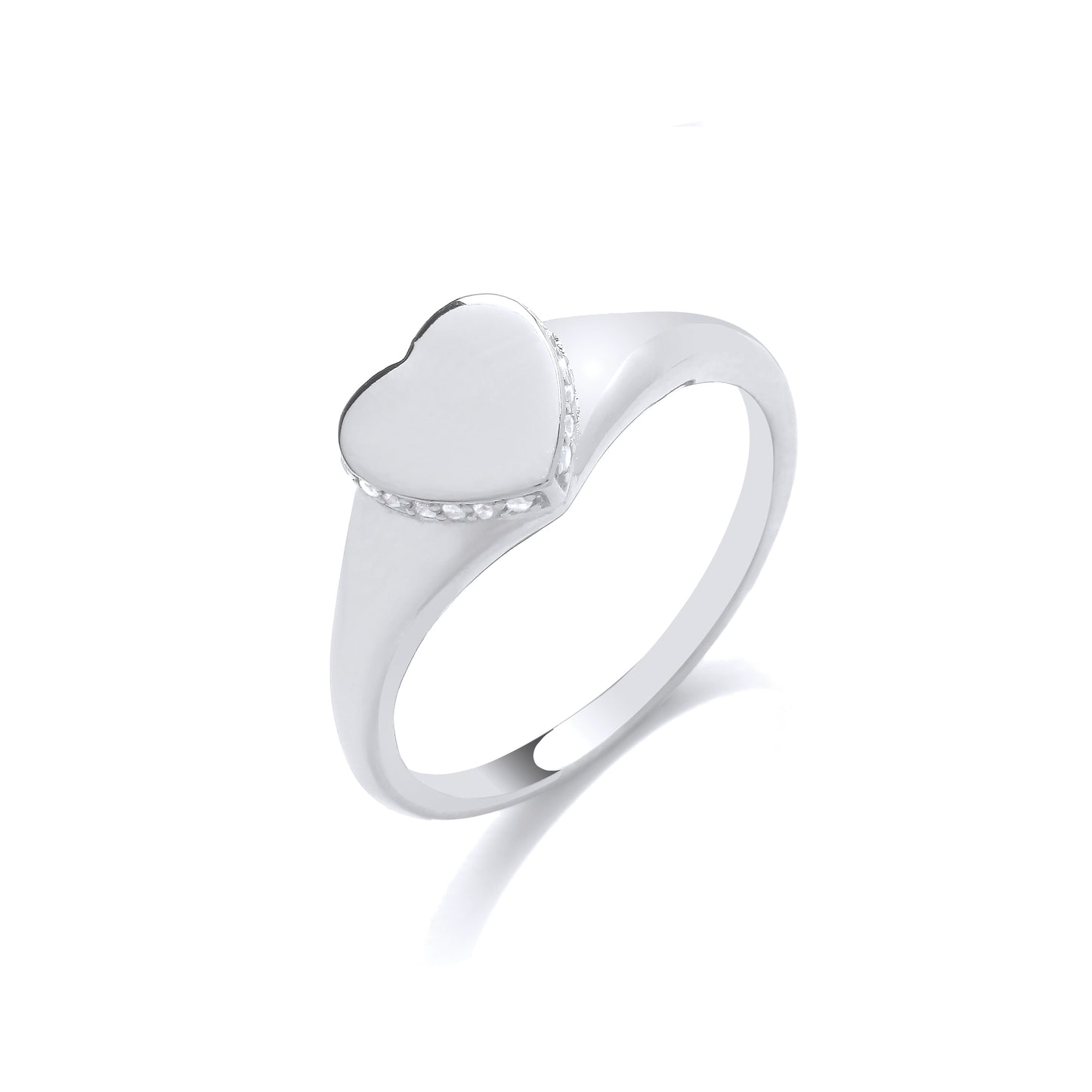 Fashion Silver Heart Ring With CZ Edges