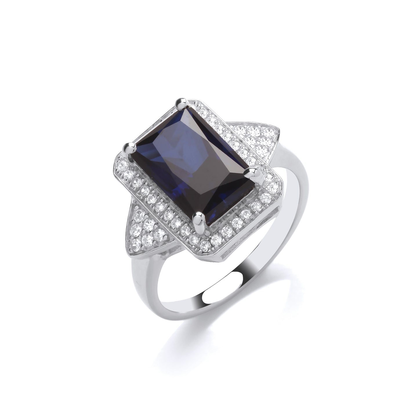 Fashion Silver CZ & Sapphire Ladies Ring