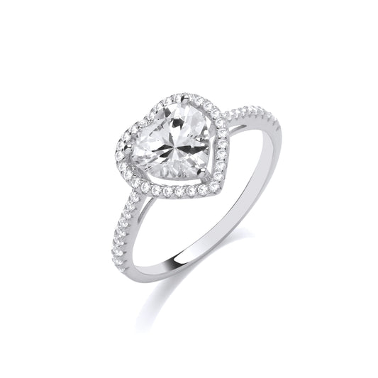 Fashion Silver CZ Fancy Heart Ring