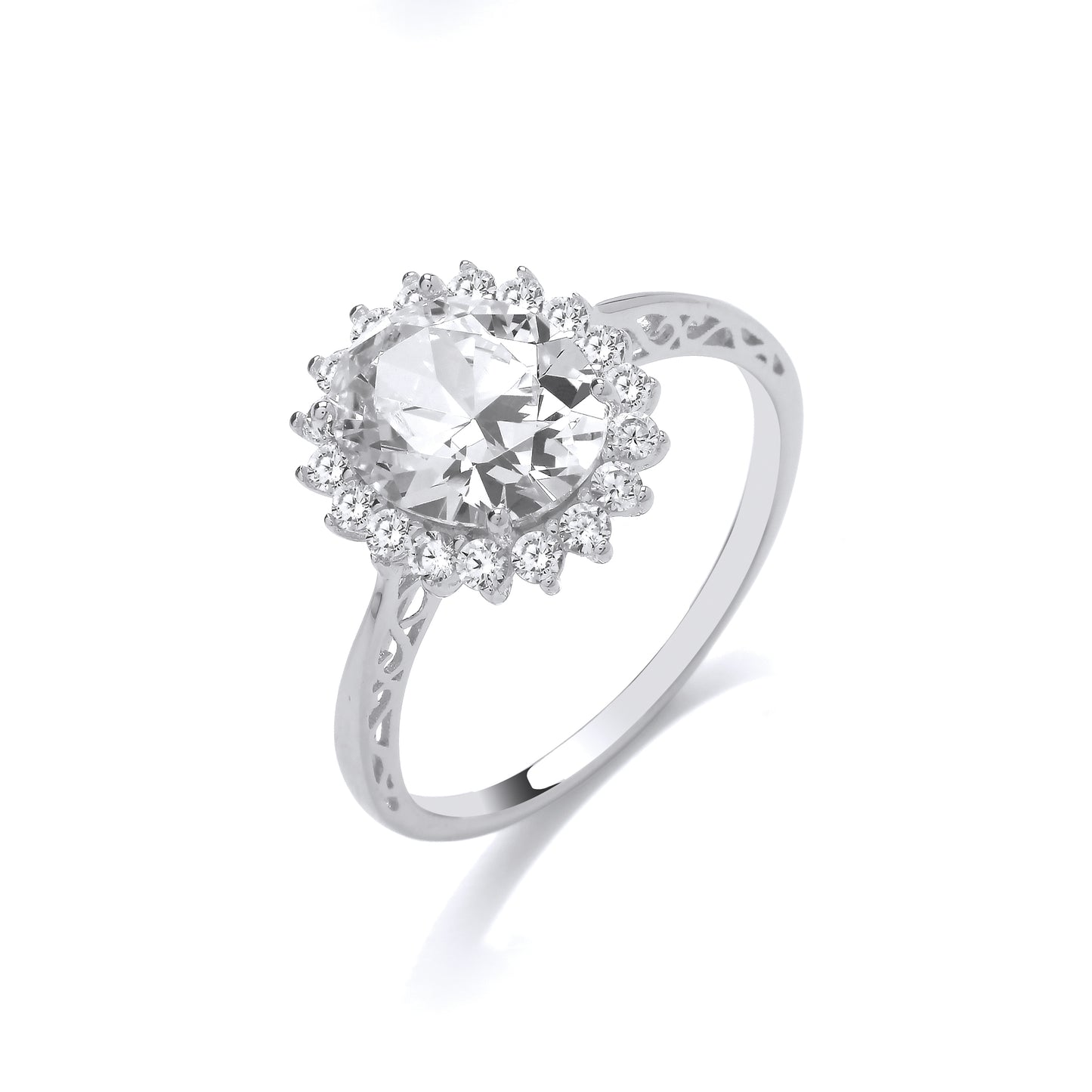 Cluster Silver CZ Solitaire Cluster Ring