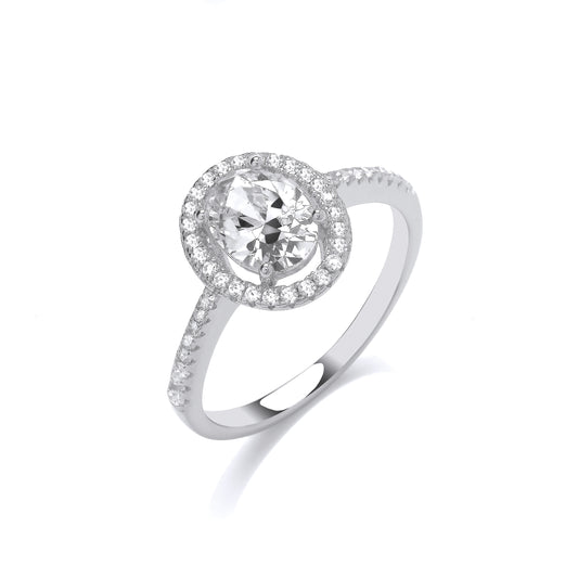 Fashion Silver CZ Oval Cluster Ring