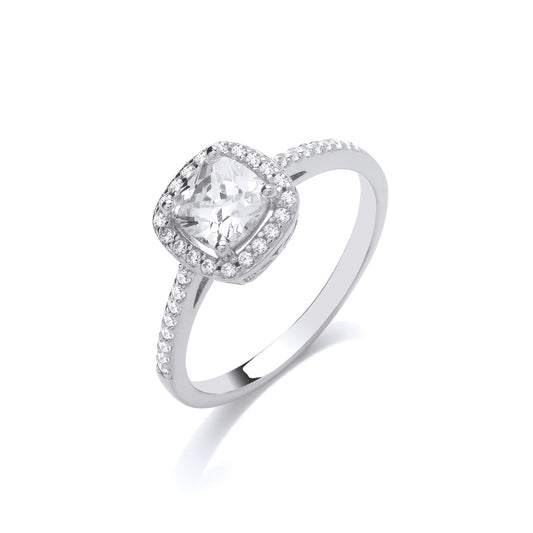 Fashion Silver Rhodium Plated Solitaire Cluster Ring