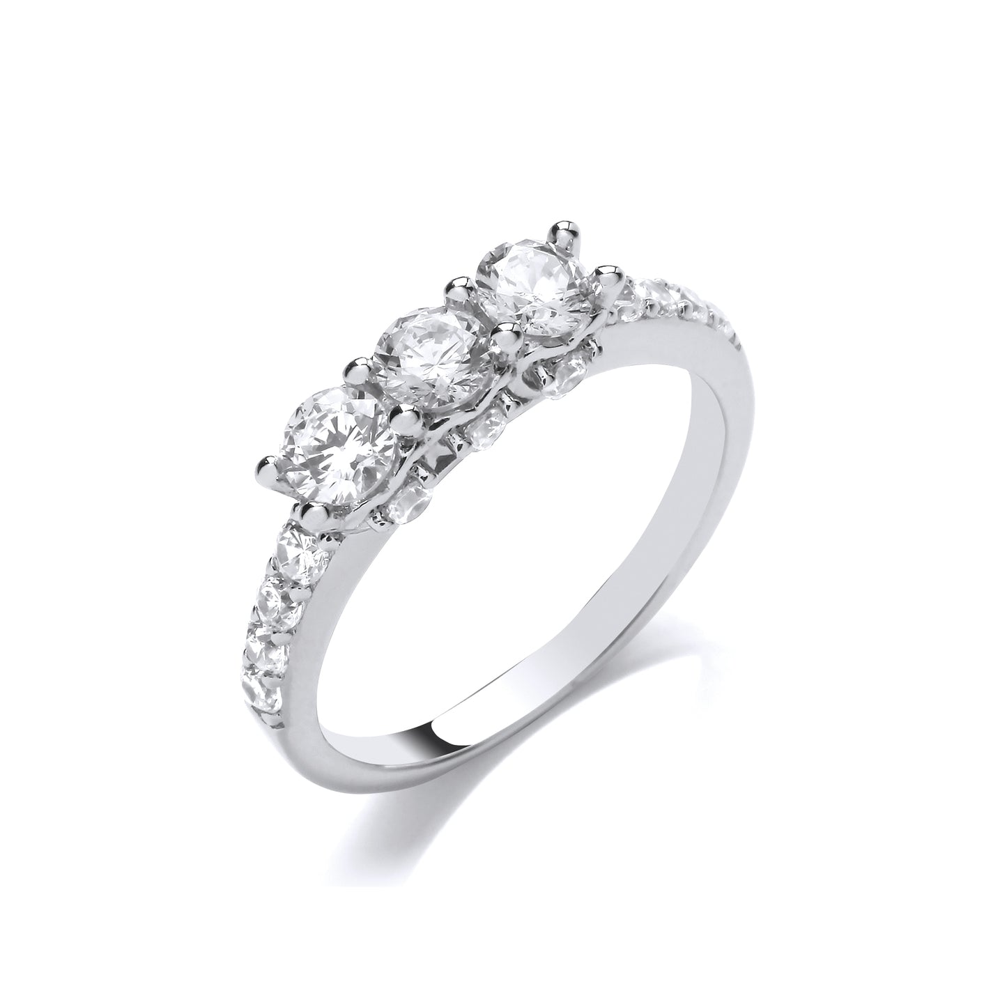 Fashion Silver CZ Ladies Trilogy Ring