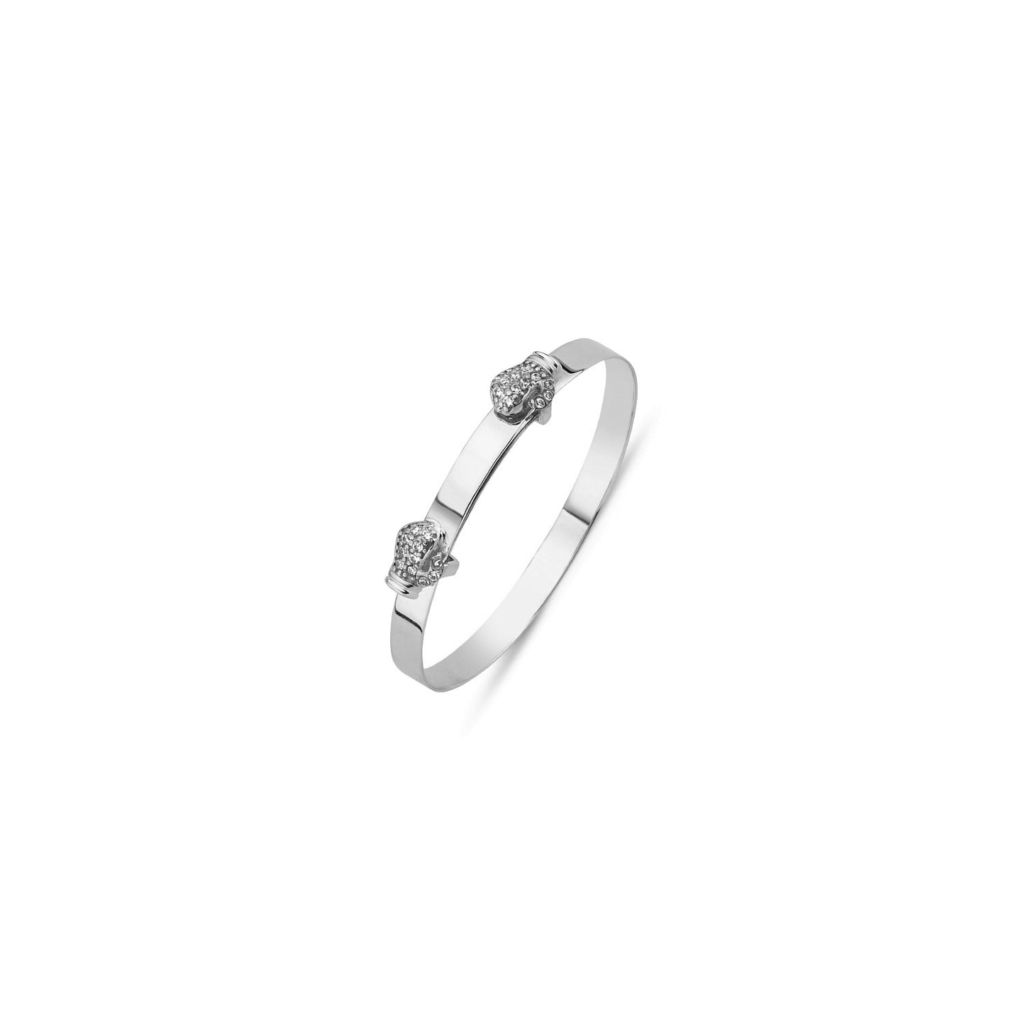 Silver Childs CZ Double Boxing Glove Expandable Bangle