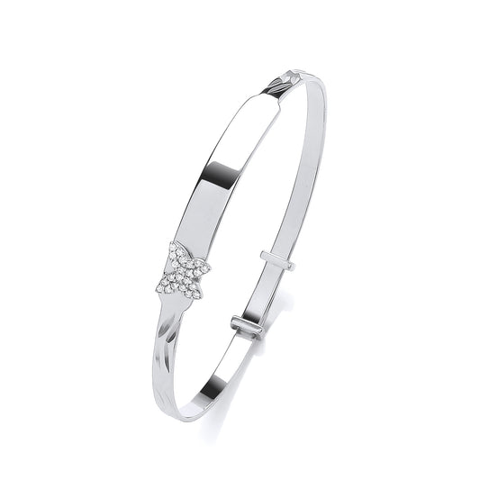 Silver CZ Butterfly Childs Expandable Bangle