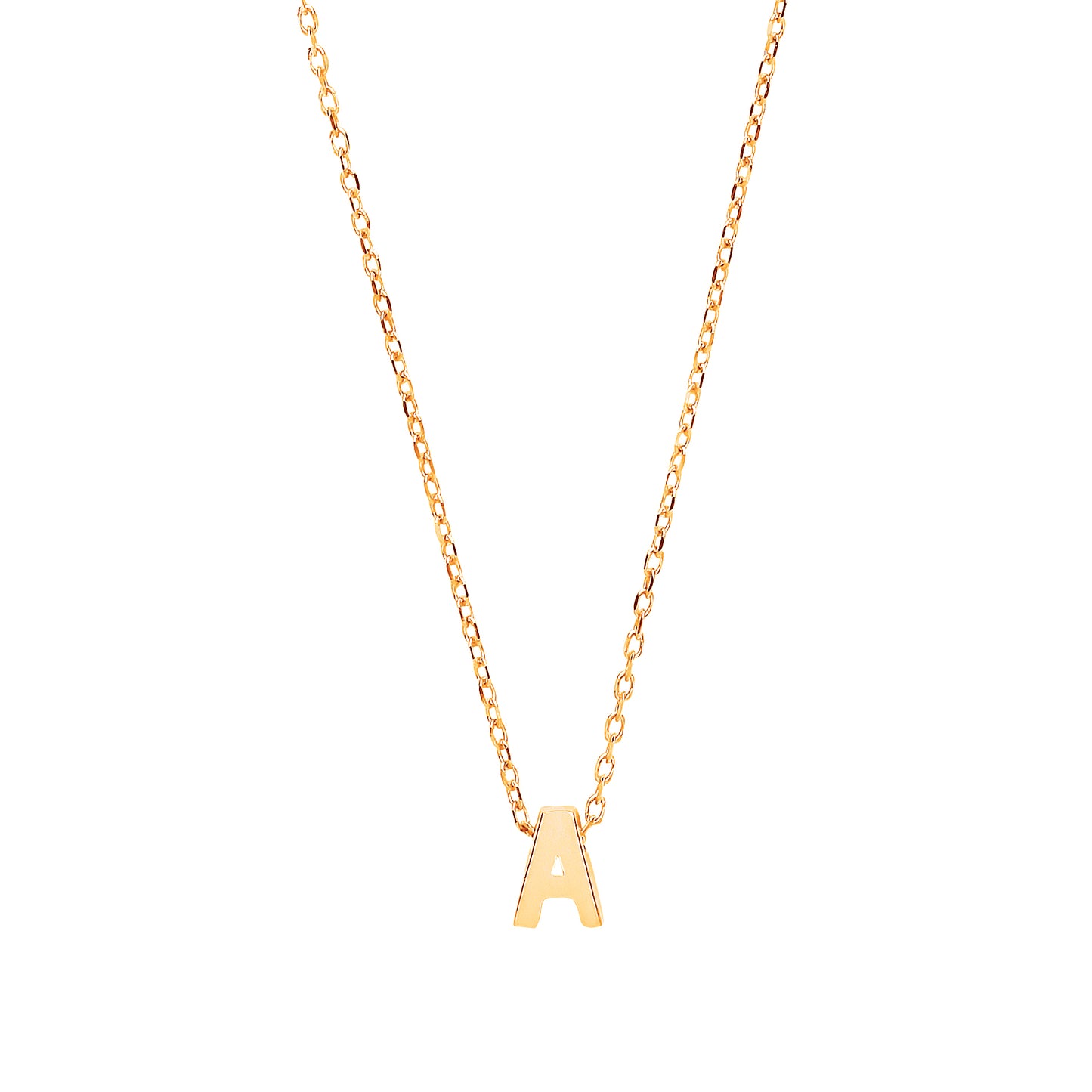 9ct Gold Plain Initial Pendant With Fine 17" Trace Chain