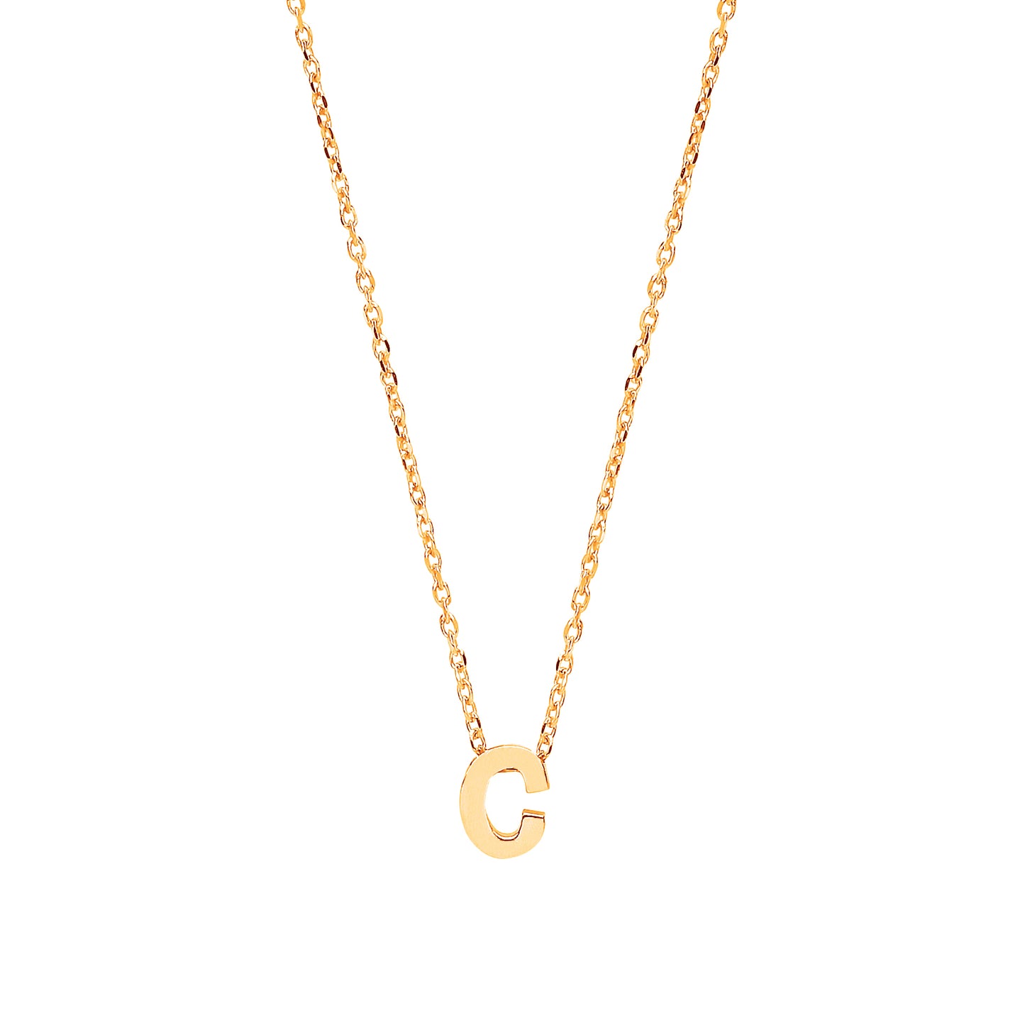 9ct Gold Plain Initial Pendant With Fine 17" Trace Chain