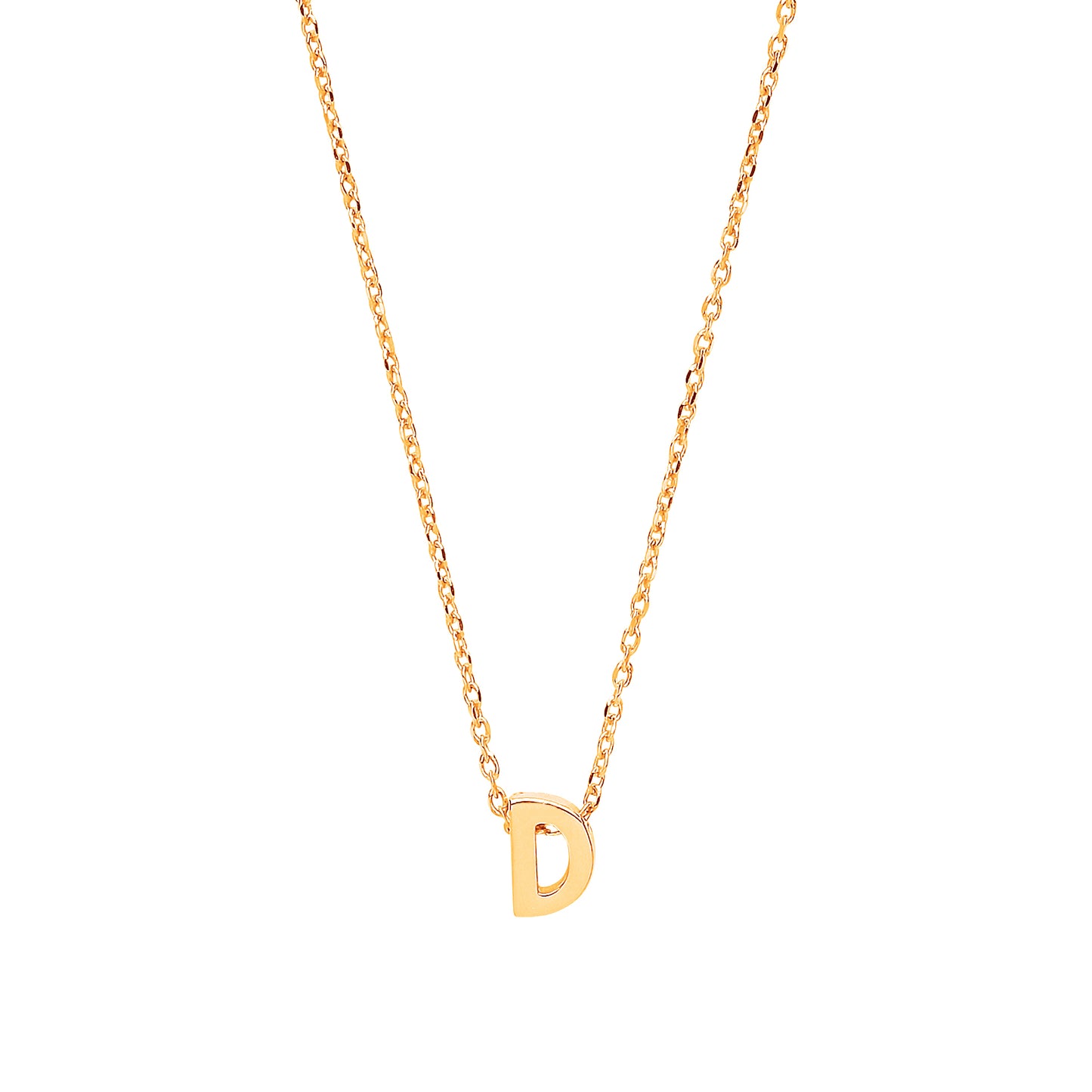 9ct Gold Plain Initial Pendant With Fine 17" Trace Chain