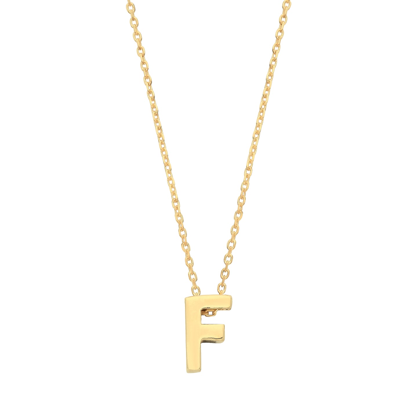 9ct Gold Plain Initial Pendant With Fine 17" Trace Chain