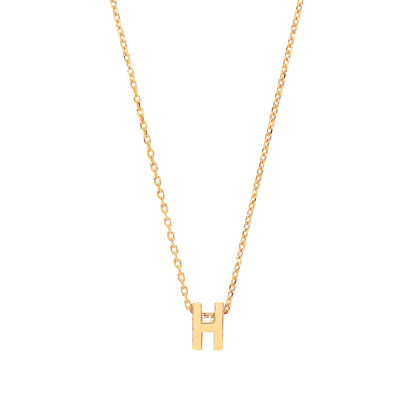 9ct Gold Plain Initial Pendant With Fine 17" Trace Chain